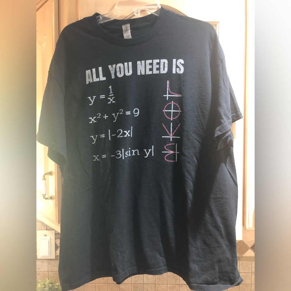 Gildan Black Heavy Cotton “All You Need is Love” Math Algorithm T-Shirt XL
